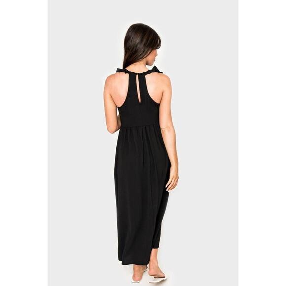 GibsonLook Summer Nights Ruffle Maxi Dress in Black Sleeveless w/ Pockets, XS - Picture 10 of 13